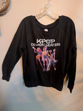kpop demon hunter netflix long sleeve black sweatshirt size L #774